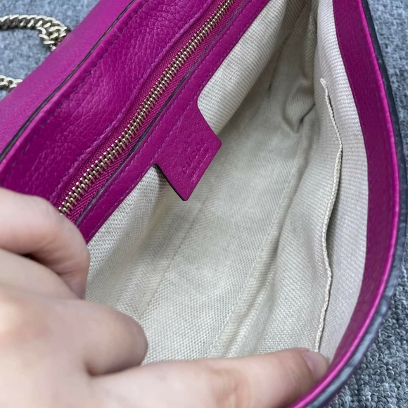 100% Authentic GUCCI Soho Pink Leather Shoulder Bag - Picture 11 of 13